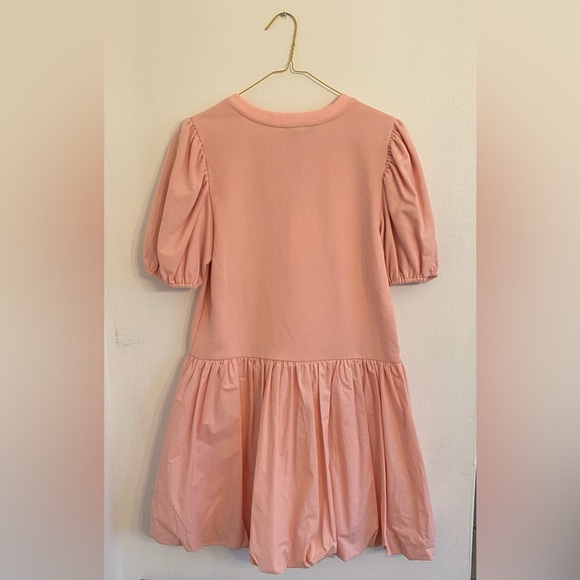 NWT English Factory Size Small Puff Shoulder Mixed Media Minidress Pink - Picture 4 of 9